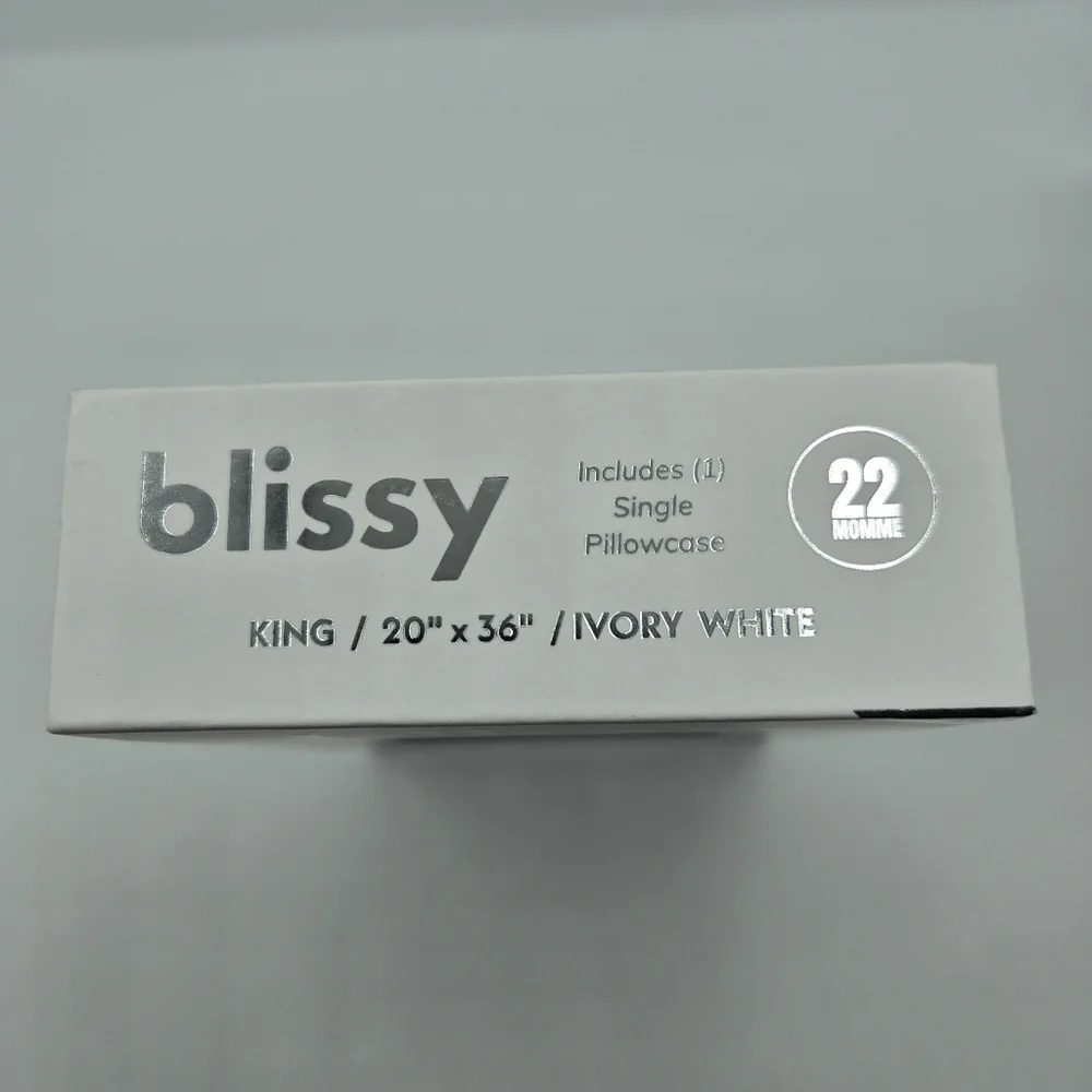 NWT Blissy Mulberry Silk Pillowcase, Ivory White, King Size